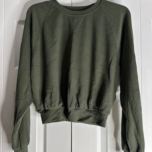 Olive Green Ribbed Long Sleeve Top